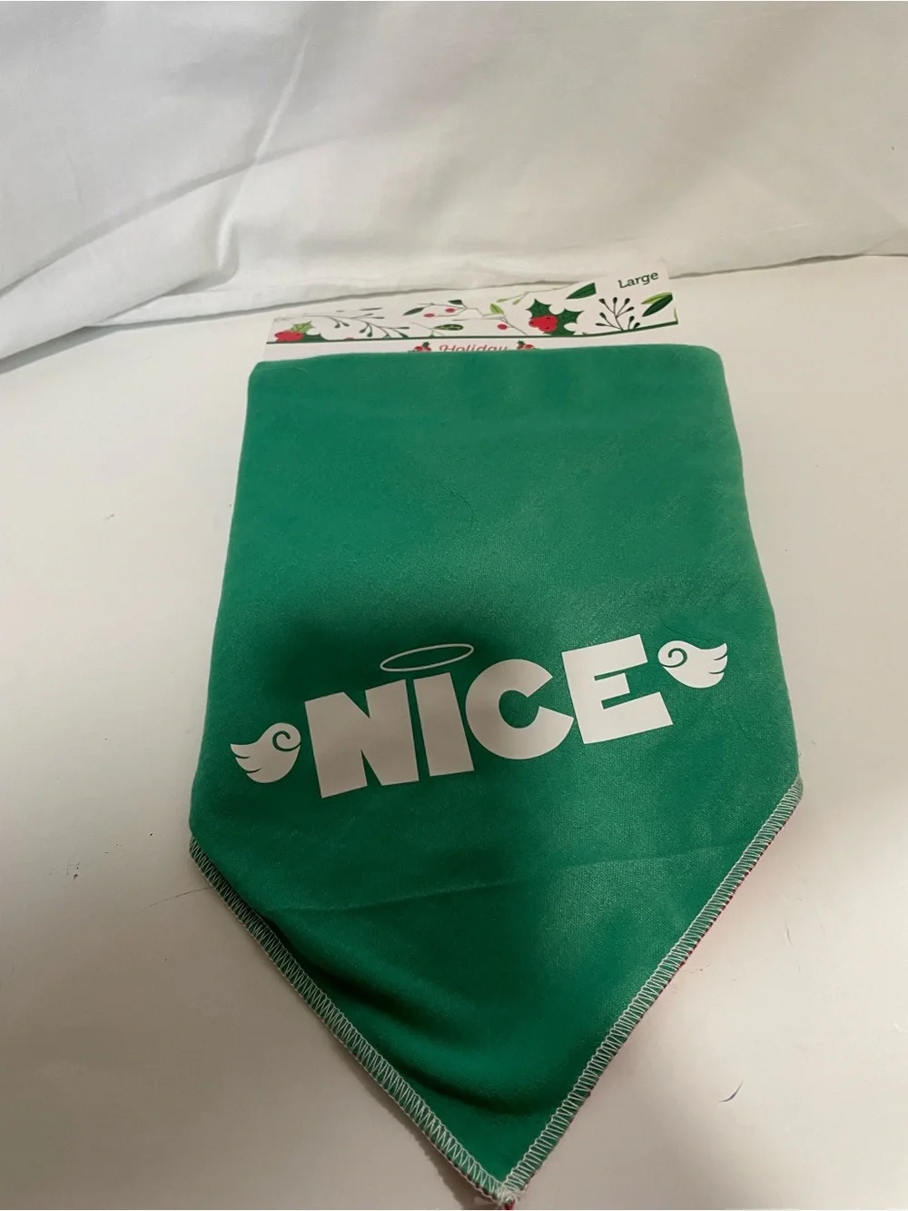 Holiday Green 'Nice' Pet Bandana - Large